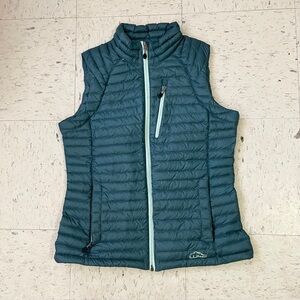 L.L. Bean Women's Blue Quilted Down Puffer Vest S Regular Full Zip Pockets